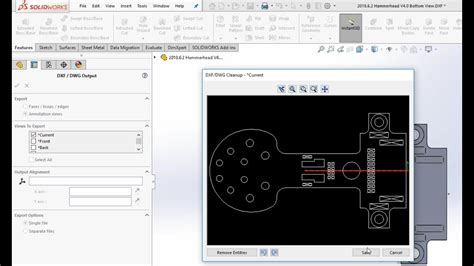 Specify the output file type (DWG), output version and output folder. . Solidworks dxf scale output